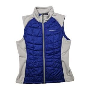 Eddie Bauer Puffer Vest Womens Large Blue Gray Polyester Insulated Vest